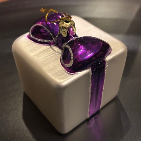LSU Silver and Purple Glass Ornament - Picture 3 of 3